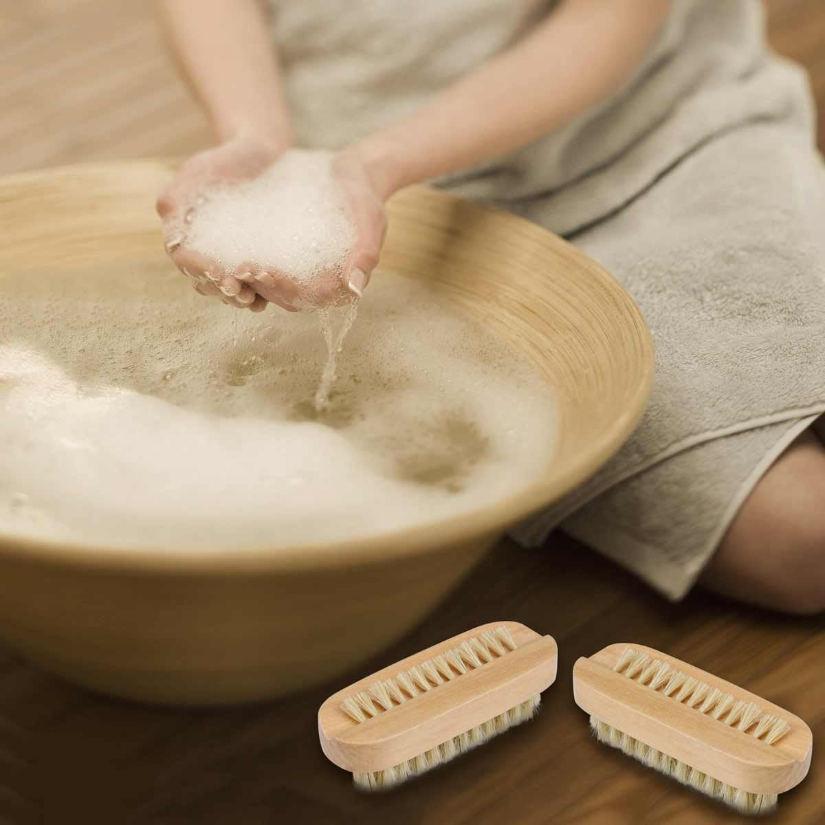 Tbestmax Cleaning Nail Fingernail Brush Wood 2 Side for Manicure Pedicure Women Kids 4 Pack