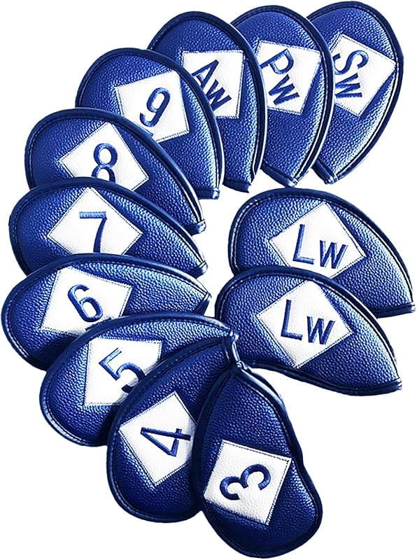 FINGER TEN Golf Iron Head Covers Value 12 Piece Set, Synthetic Leather Deluxe Club Headcover, Universal Fit Main Iron Clubs Gift Set