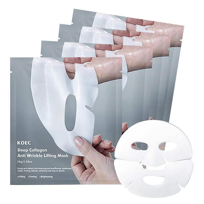 Deep Collagen PDRN Pink Gel Mask,Moisturizing Overnight Collagen Face Mask,Overnight Facial Sheet Mask For Glass Glow Skin - Deeply Nourishing,Lifting & Firming,Restoring Skin Elasticity-36gx4pcs