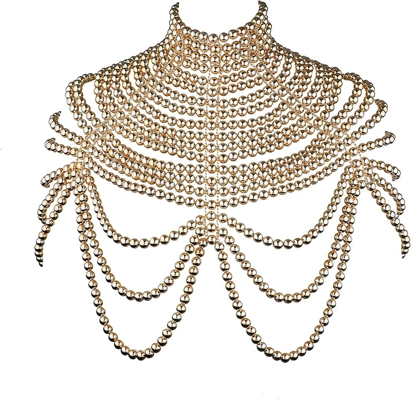 CCbodily Pearl Body Chain Bra - Fashion Shoulder Necklaces Bra Chain Body Jewelry