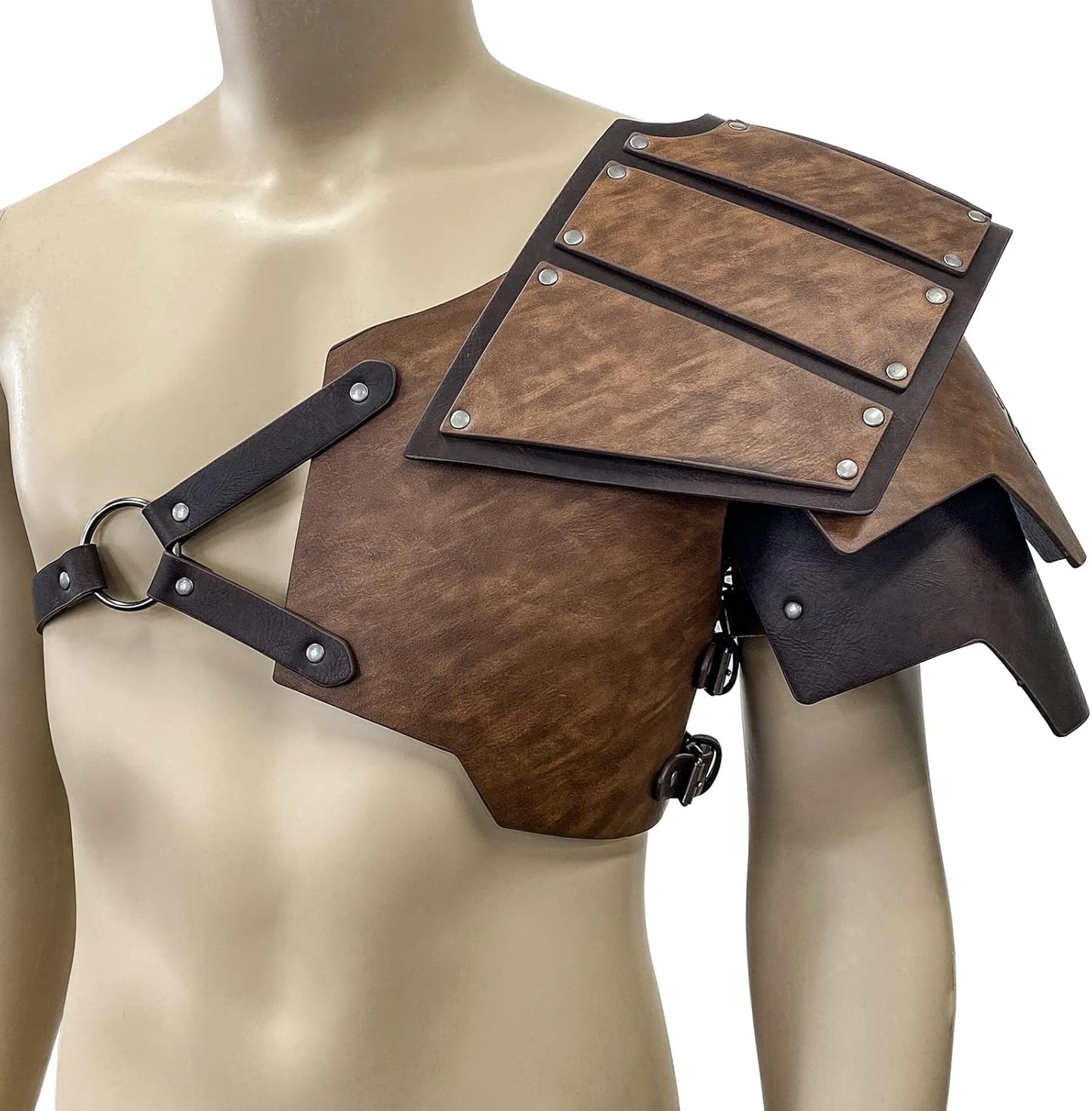 HiiFeuer Viking Faux Leather Single Pauldron Shoulder Armor, Retro Medieval Knight Shoulder Armor for LARP/Cosplay