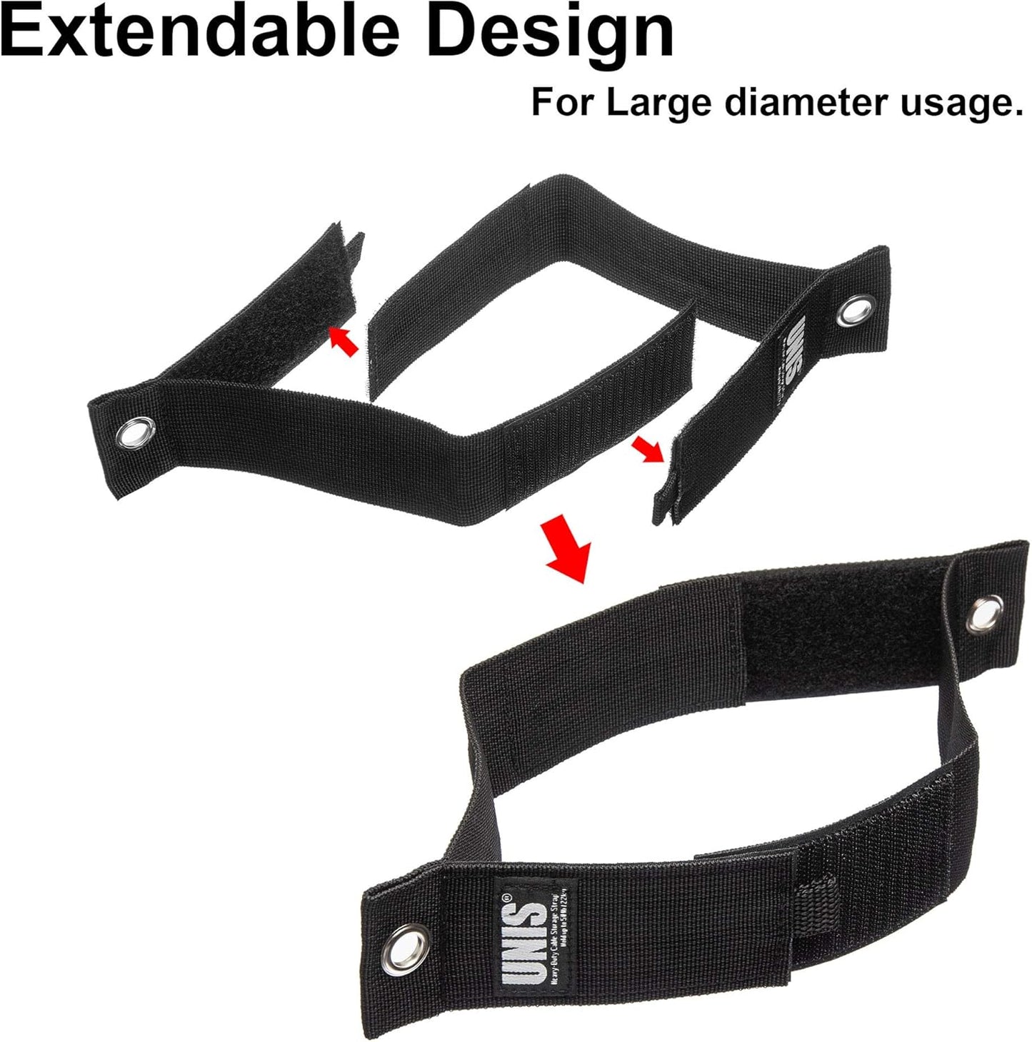 8 Pack Heavy Duty Large 13-inch Extension Cord Storage Extendable Cable Ties Strap Loop Hanger Organizer for Cable, Hose, Power Cord, and Rope