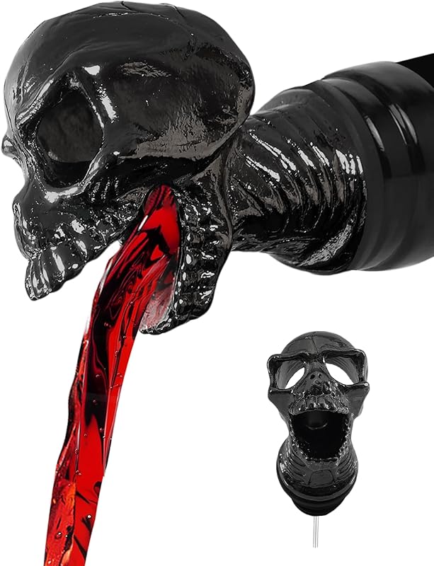 Skull Wine Aerator Pourer Spout, Olive Oil Liquor Bottle Decanter, Gold Plated Creative Gifts for Alcohol Spirits Whiskey Lover