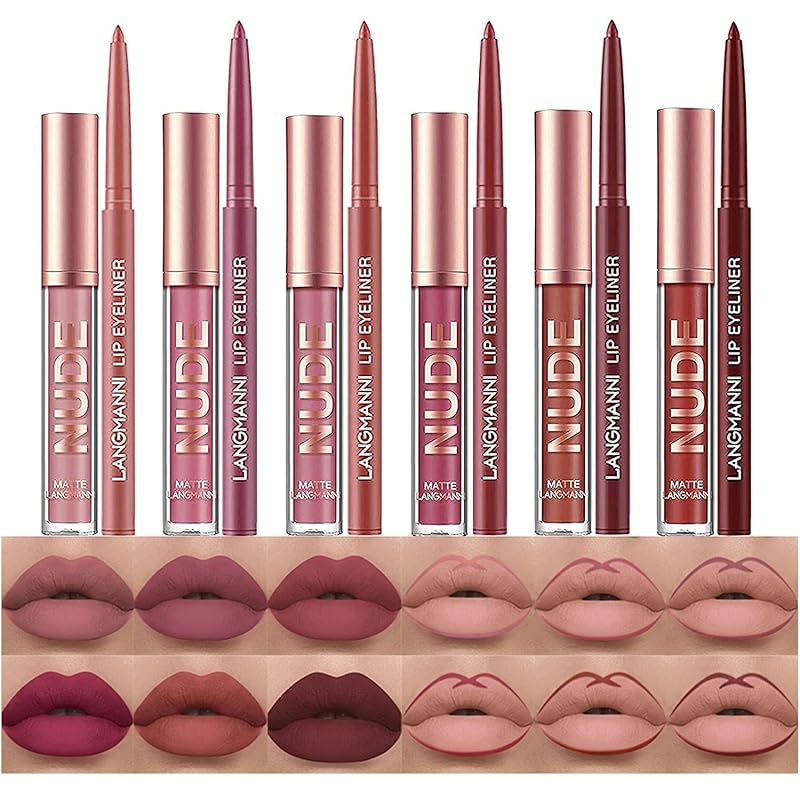 3PCS Lip Liner and Lipstick Combo Set - Matte Lip Liner Pencil, Velvet Matte Lipstick & Hydrating Collagen Lip Gloss - Long-Lasting, Smudge-Proof, High Pigment Nude Brown Lip Makeup Kit (Set 2, 3)