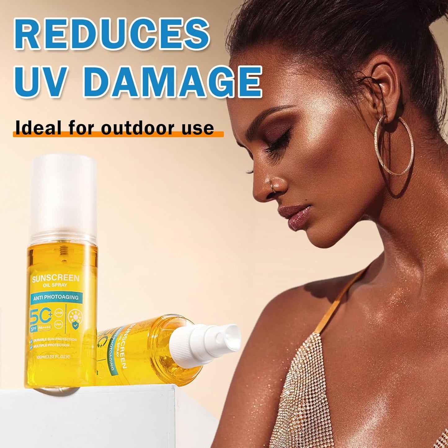 DAMUSI Sunscreen Oil Body Sunscreen Spray Spf 50 Glow Sunscreen Mist Hydration Lightweight Spf Body Oil,Broad Spectrum UVB/UVA Protection
