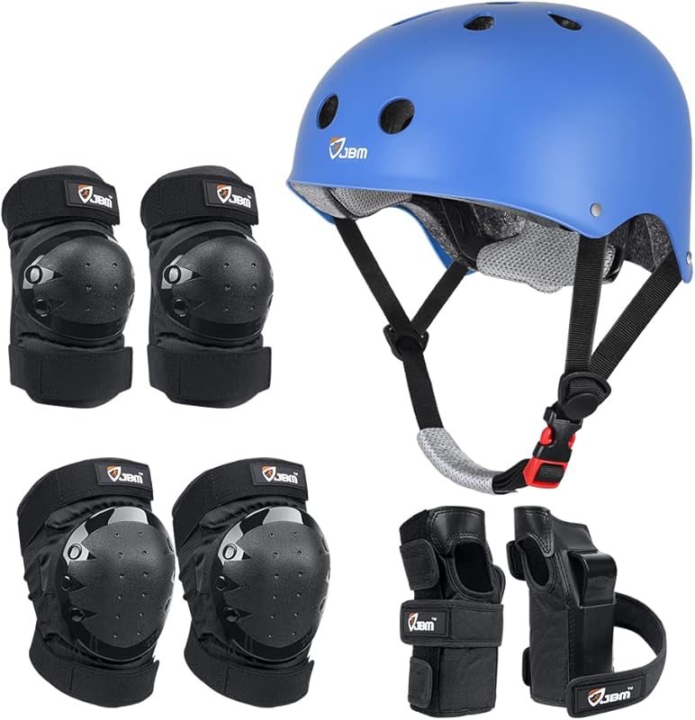 JBM Skating Protective Gear Adult Skateboard Helmet Knee and Elbow Pads with Wrist Guards for Inline Roller Skating, Skateboarding, Scootering