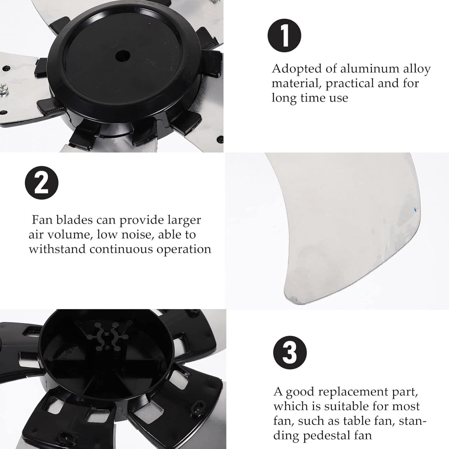 MAGICLULU Round Bore Fan Blade 5 Leaves Replacement Electric Fan Leaves 18 Inch Metal Fan Blades Replacement with Nut Cover Pedestal Fan Table Fanner Replacement Part for Home