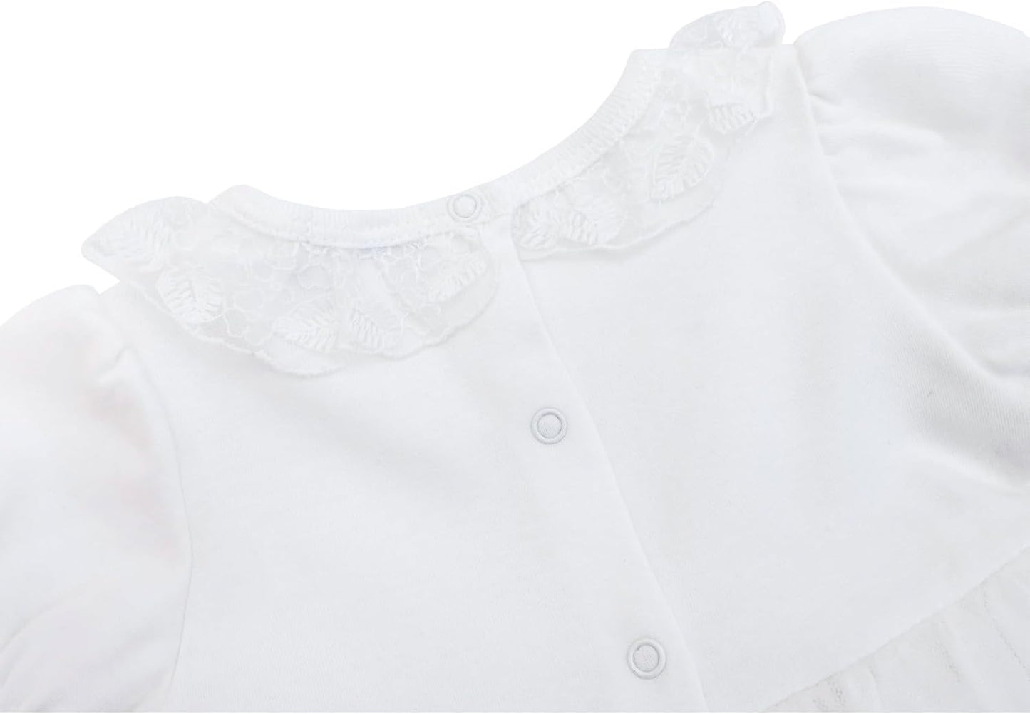 Lilax Baby Girls' Lace Floral Embroidered Dress, Christening Baptism Dress