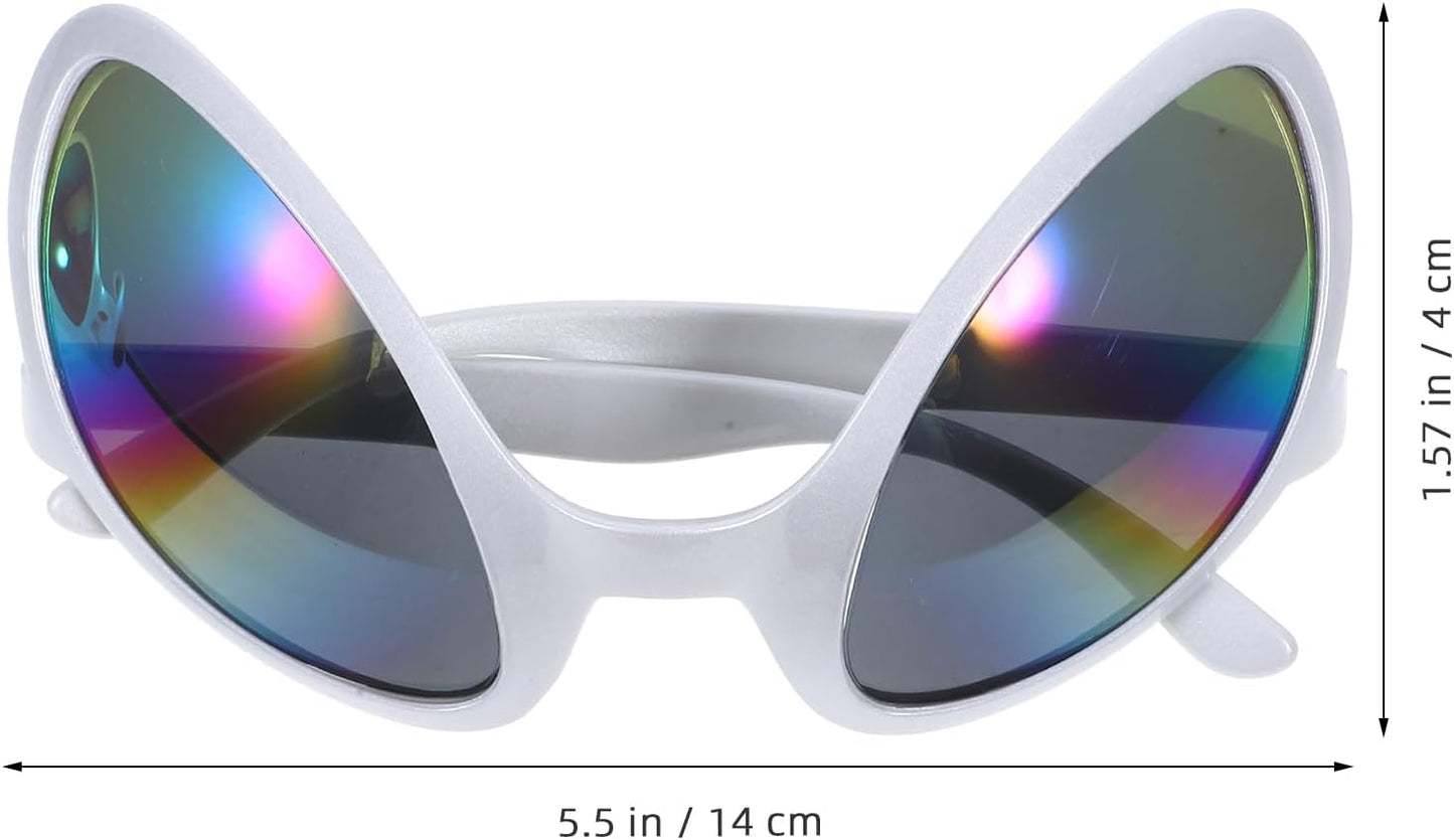 NUOBESTY 2Pcs Alien Glasses Sliver Plastic Alien Sunglasses Alien Eyeglasses Alien Costume Accessories for Halloween Party Favors Green Glasses