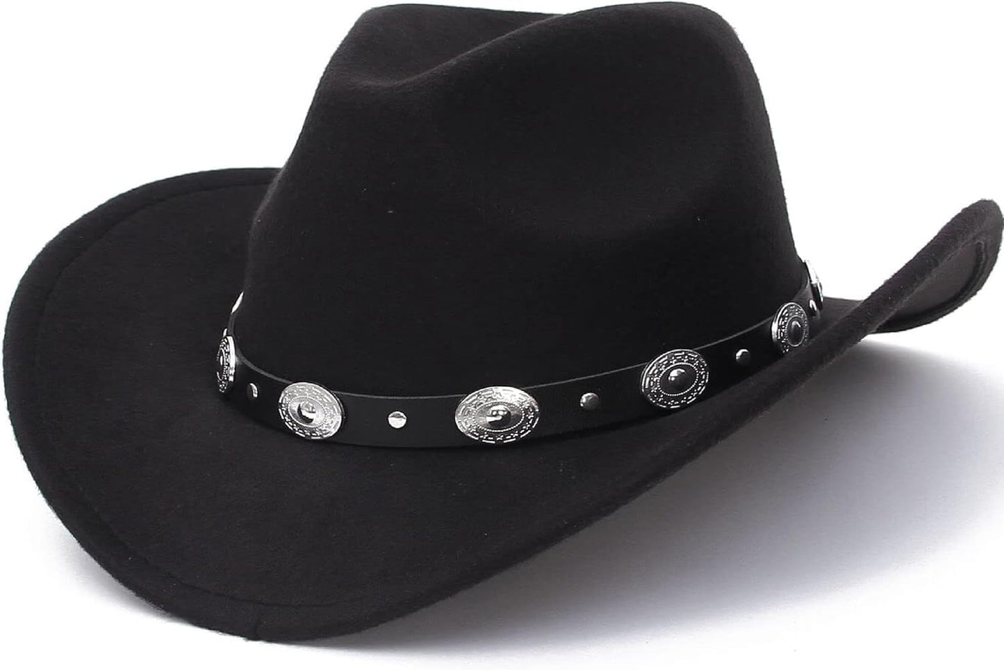 Western Cowboy Hat for Men Women Classic Fedora Hat with Buckle Belt (Size:M-L)