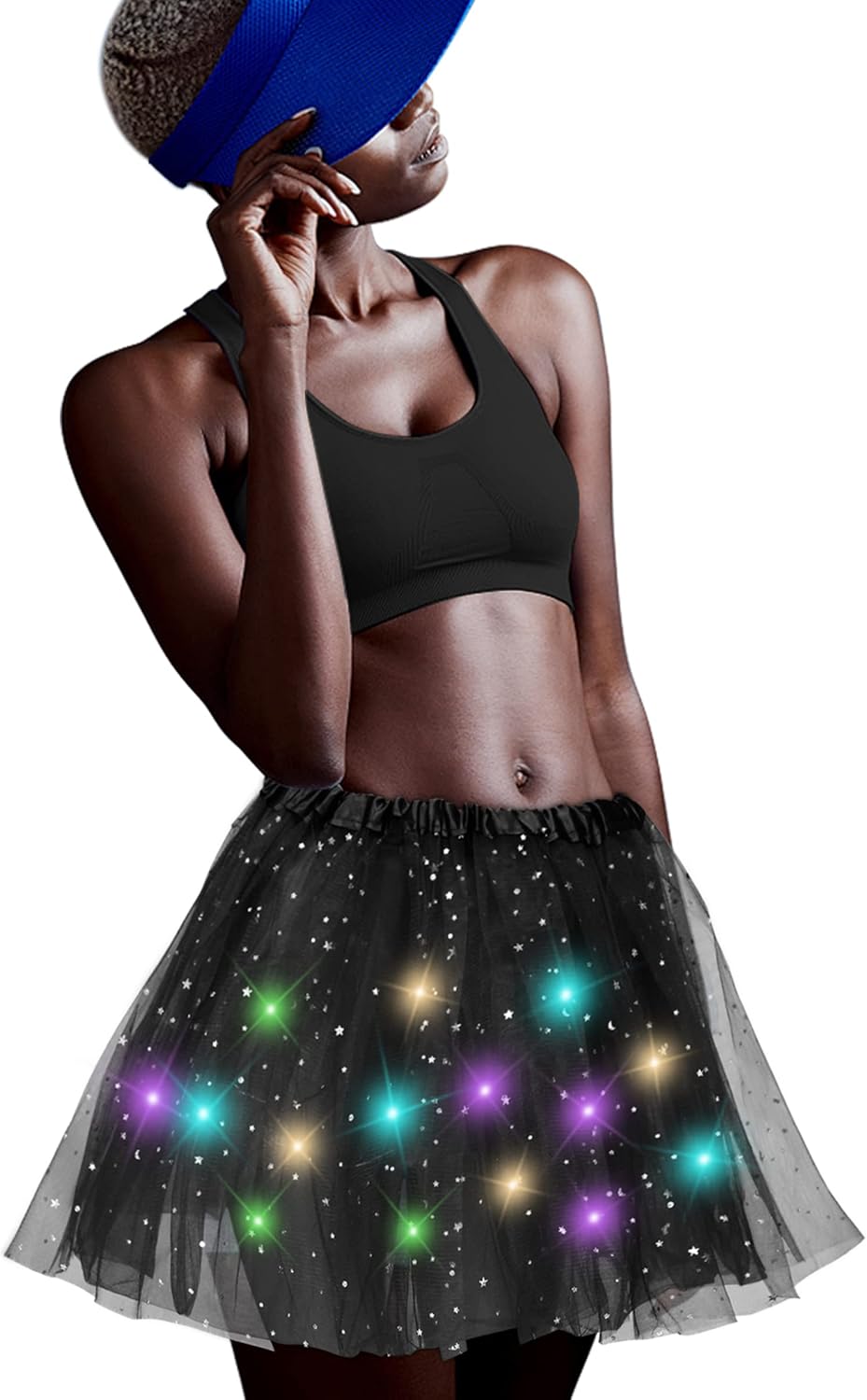 Hikkcos 2 Pcs Halloween Tutu Skirt for Adult Women Light Up Tutus Skirt Led Tutu Costume for Canival Party