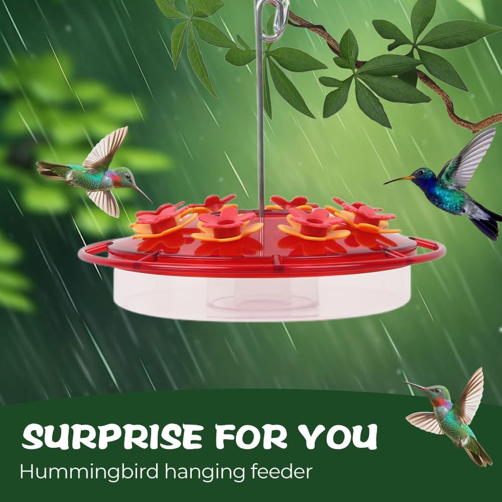 Hummingbird Feeder, 2025 New Proof Leak-Proof Cleaning Brushes Nectar Easy Clean Fill Bird Feeder for Garden Red Decor, Including Hanging Hook, Feeding Port Bird Easy Filling/Cleaning (Red)