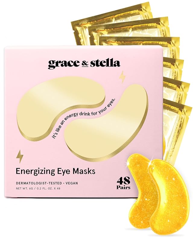 grace & stella Award Winning Under Eye Mask - Reduce Dark Circles, Puffy Eyes, Undereye Bags, Wrinkles - Gel Under Eye Patches - Gifts for Girlfriend - Vegan Cruelty-Free Self Care (48 Pairs, Pink)
