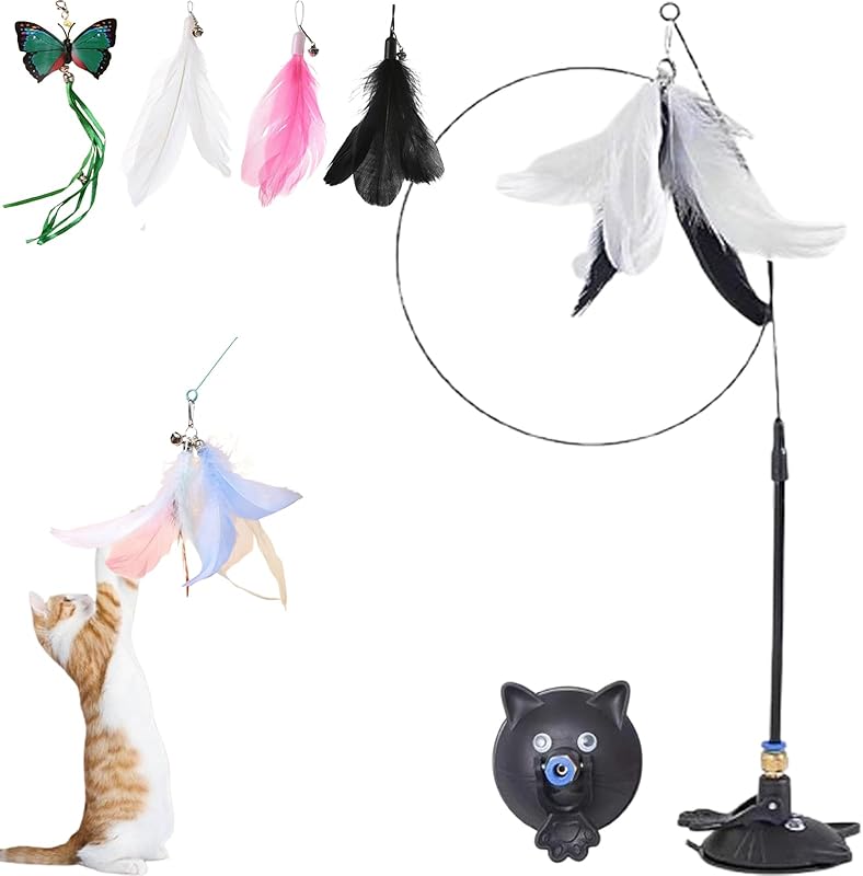 Puff Pet MeowMastery Toy, MeowMastery Cat Toy, Meow Mastery Teaser Wand - with 4 Types of Replacement Feathers, Interactive Cat Teaser, Exercise and Entertainment for Active Felines (Pink)