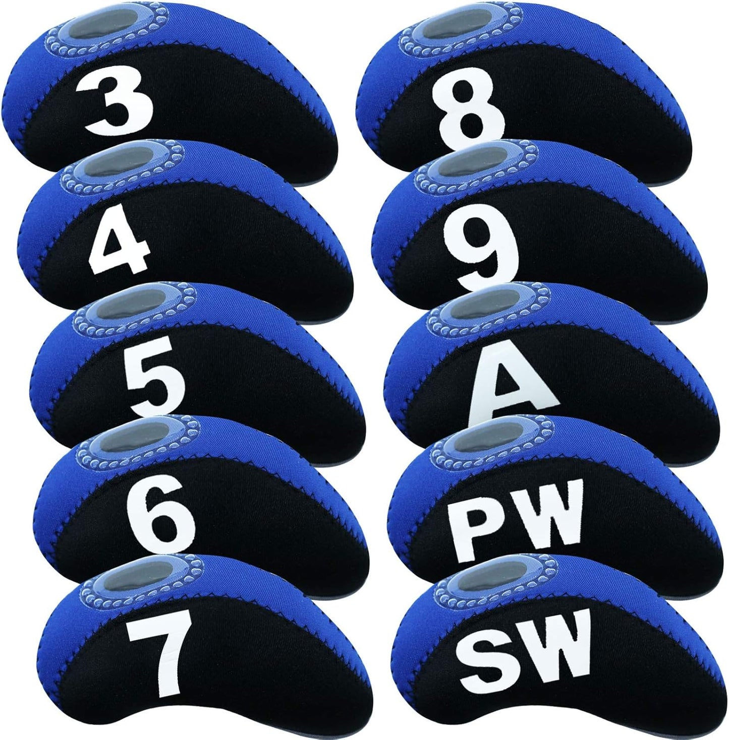 Golf Club Covers Set for Irons Neoprene Iron Head Cover Club Protector 10Pcs with/Without Top Window Accessories for Men Women