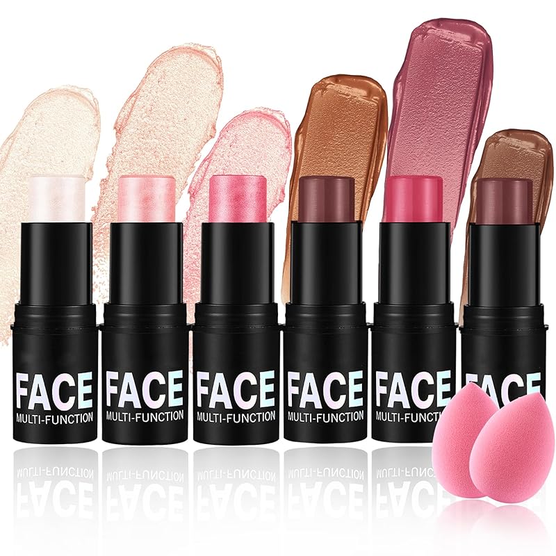 Cream Blush Stick with Brush,Waterproof Multi Cream Makeup Stick,Lightweight,Long-lasting,2 in 1 Multi Blush for Cheeks & Lip Tint & Eyeshadow Makeup(#01 Milk Tea Pink)
