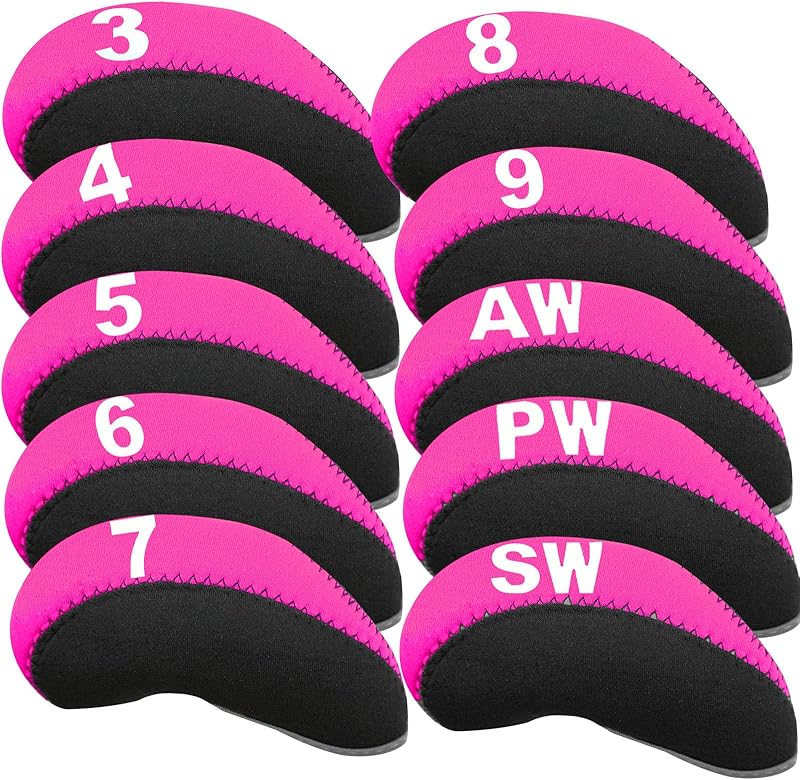 Golf Club Covers Set for Irons Neoprene Iron Head Cover Club Protector 10Pcs with/Without Top Window Accessories for Men Women