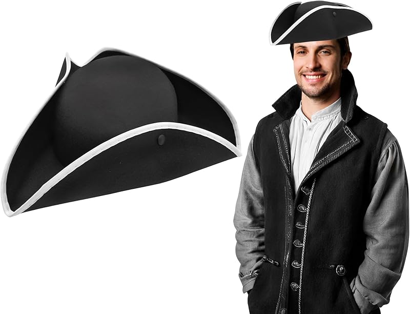 Nicky Bigs Novelties - Colonial Tricorn Pirate Hat - Adult Women and Mens Pirate Hat - Pirate Costume Accessory Colonial Hat