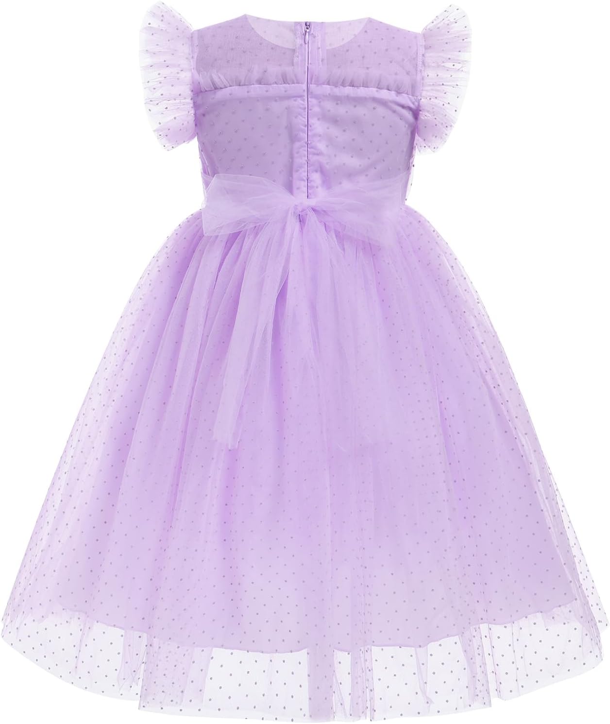 IMEKIS Toddler Girl Sparkle Confetti Birthday Princess Dress Ruffle Sleeve Party Formal Dresses 1-6T