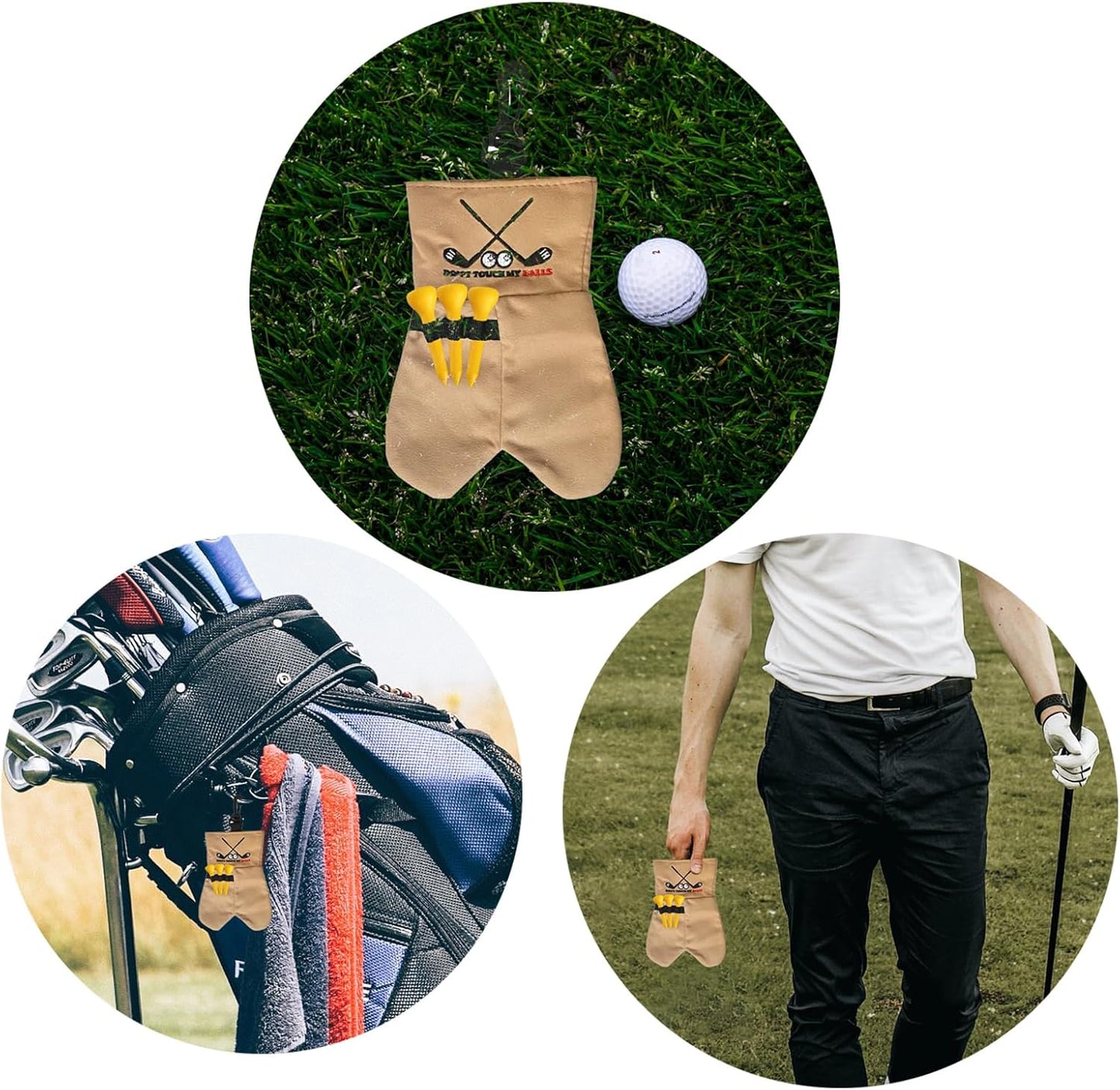 Endysis Golf Ball Funny Bag, Golf Ball Storage Pouch, Funny Print Golf Accessories Bag with Golf Tee Holder, Keychain, 6 Balls Capacity, Gift for Men Women