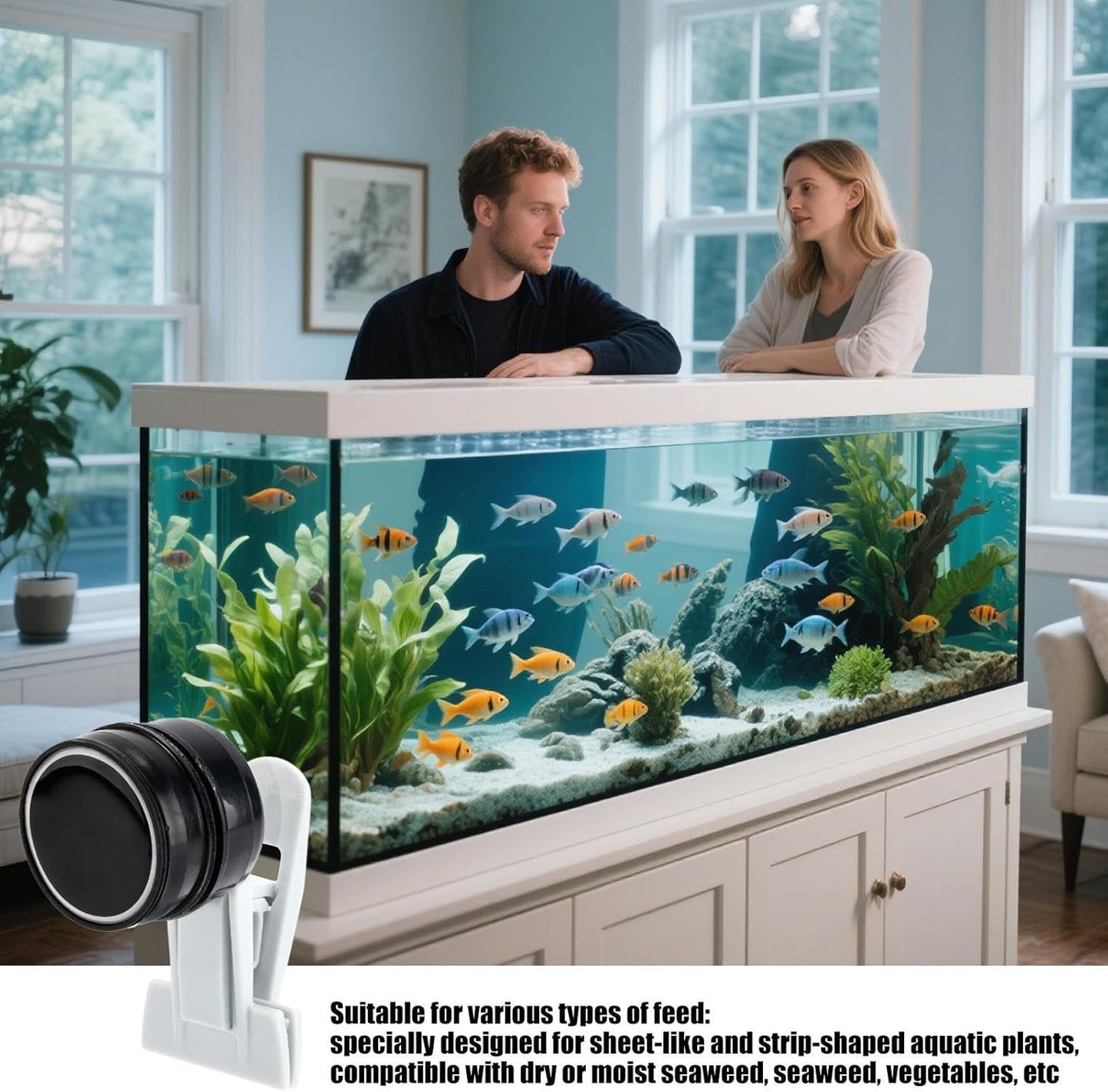 Pince à algues, mangeoire magnétique pour aquarium, support de nourriture automatique compact, tortue Betta, crevettes, outil d'alimentation polyvalent en eau salée et eau douce pour entretien
