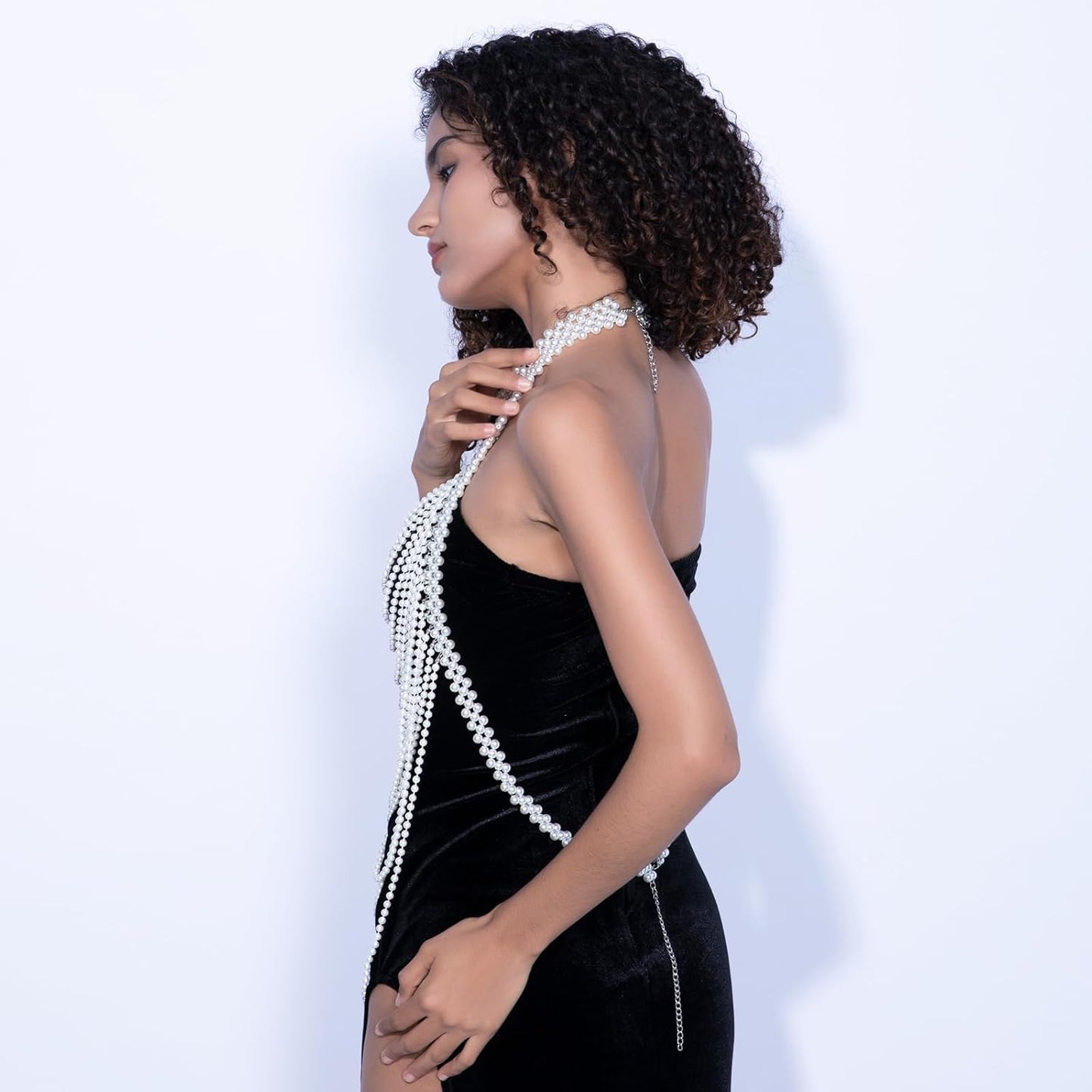 CCbodily Pearl Body Chain Bra - Fashion Shoulder Necklaces Bra Chain Body Jewelry