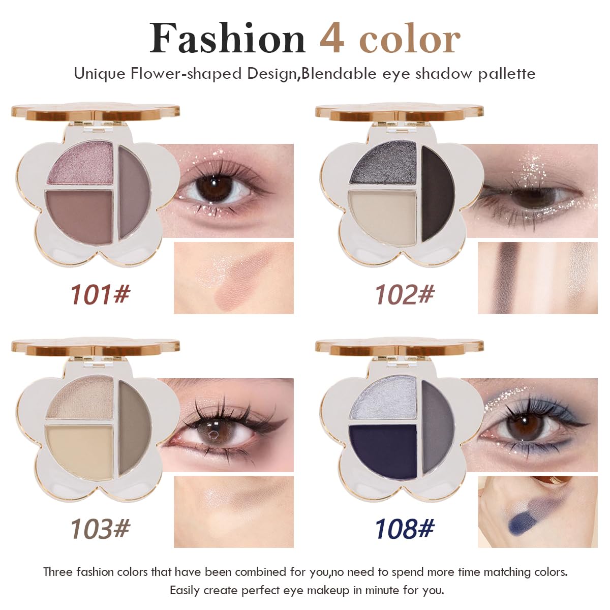 Pink Glitter Eyeshadow Palette,Matte Shimmer Cream Eye Shadow Lazy Smoky Brown Eyeshadow Highly Pigmented, Long-Lasting,3 Colors Eye Brightener Makeup Palette (101#)