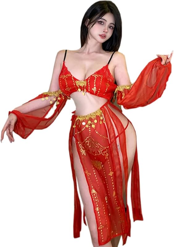 SINROYEE Women Sexy Cosplay Lingeries Anime Maid Dress Halloween Chinaese Classical Cosplay Princess Dancer Outfit