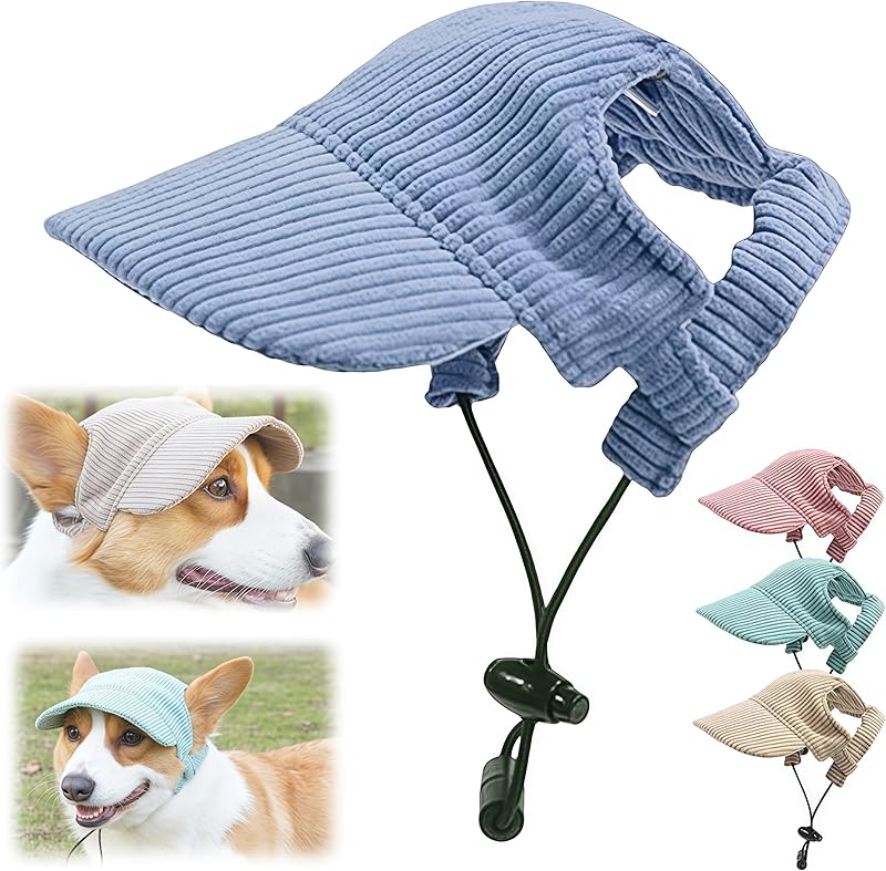Dog Hat, 2025 Upgraded Hats for Dogs Cats Summer Beach Hat with Ear Holes, Adjustable Puppy Sun Bonnet Headdress (Pink, Large, Dog)
