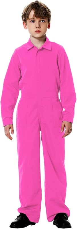 AOBUTE Kids Halloween Boys Solid Color Jumpsuit with Pockets 3-14 Years