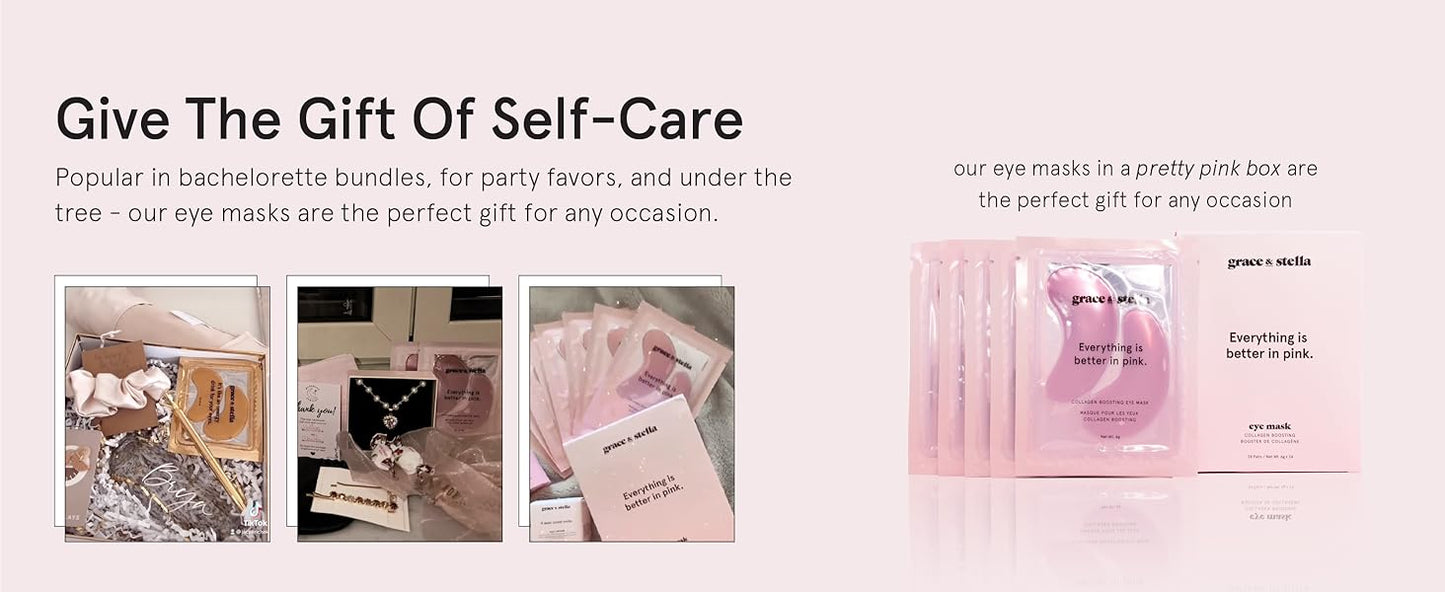 grace & stella Award Winning Under Eye Mask - Reduce Dark Circles, Puffy Eyes, Undereye Bags, Wrinkles - Gel Under Eye Patches - Gifts for Girlfriend - Vegan Cruelty-Free Self Care (48 Pairs, Pink)