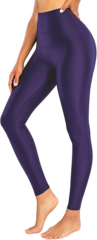 Romastory Women's Elastic Shiny Leggings Pants High Waisted Shining Sports Workout Leggings Tights