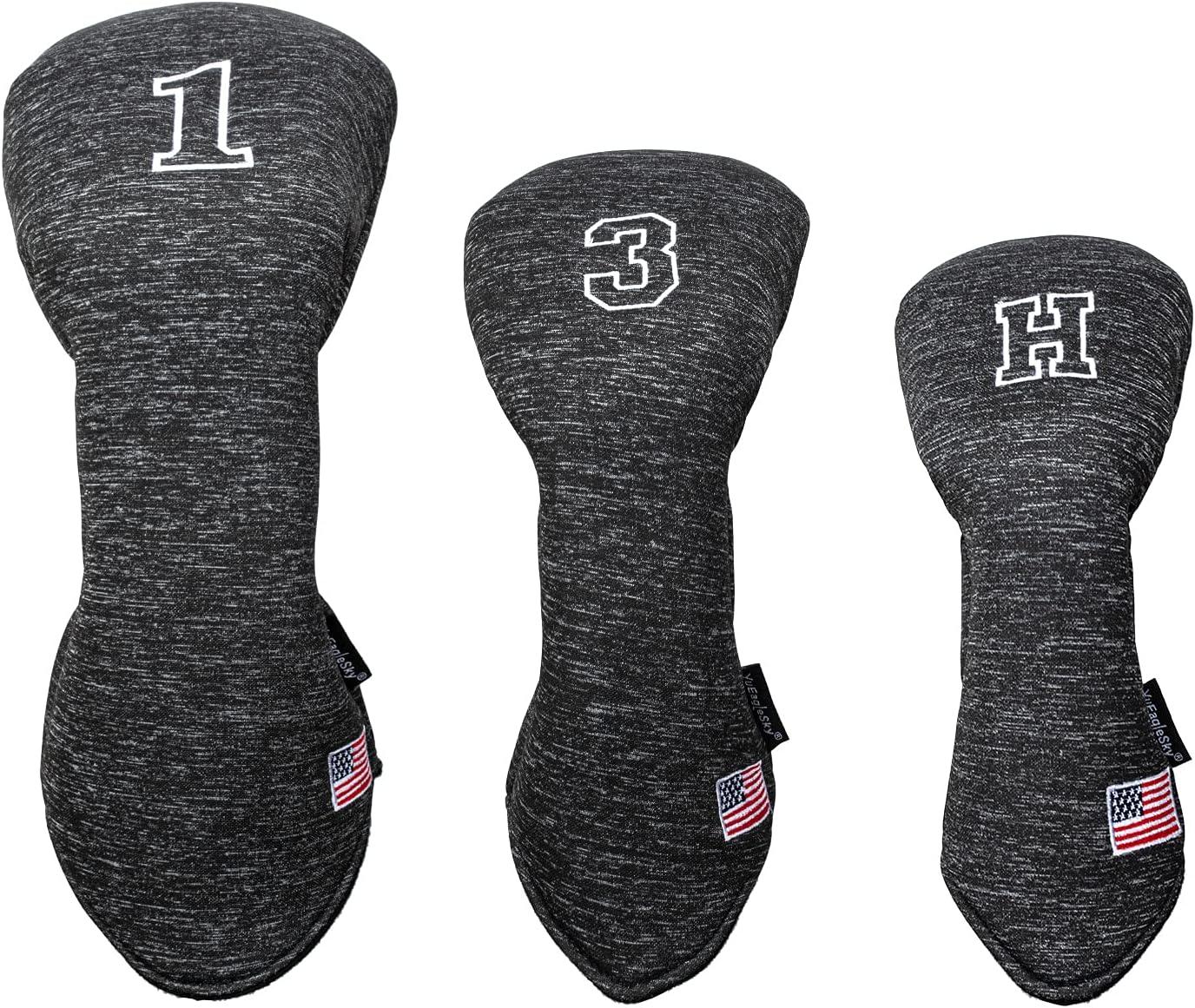 Golf Head Covers Driver Fairway #3#5 Hybrid USA Flag Memory Foam, for Men Women (Grey or White)