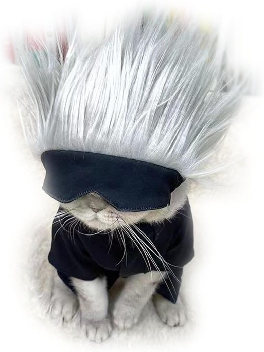 JinYu Pet Costume for Cat Cosplay Dog CostumeSunglasses Cat Headgear Halloween (Sunglasses + Wig Headgear, one Size)