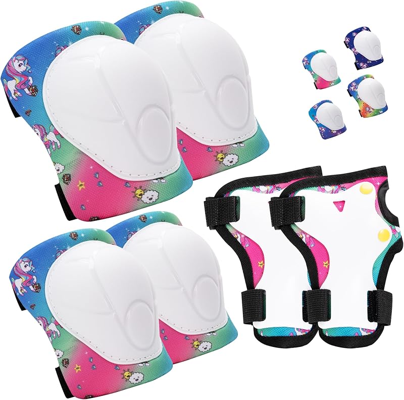 Kids Protective Gear Set Knee Pads for Kids 3-14 Years Toddler Knee and Elbow Pads with Wrist Guards 3 in 1 for Skating Cycling Bike Rollerblading Scooter
