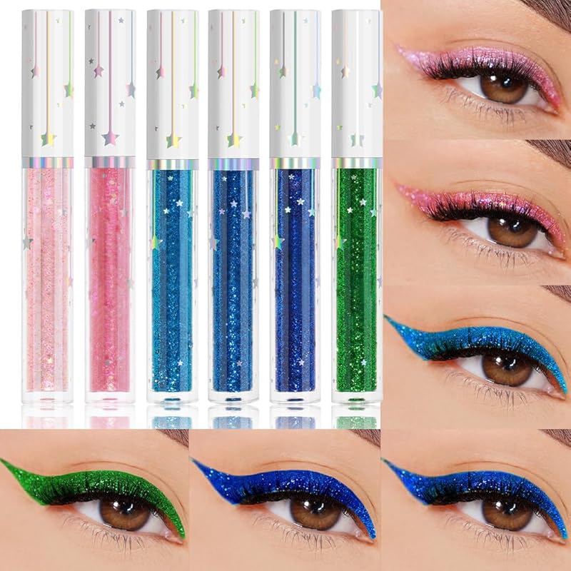 evpct 2Pcs White Black Liquid Eyeliner Set Waterproof White Eye Liners for Women Eyes Wing Eyeliner Stamps Shapes Colored Eyeliner delineador de ojos a prueba de agua contra el agua blanco para ojos