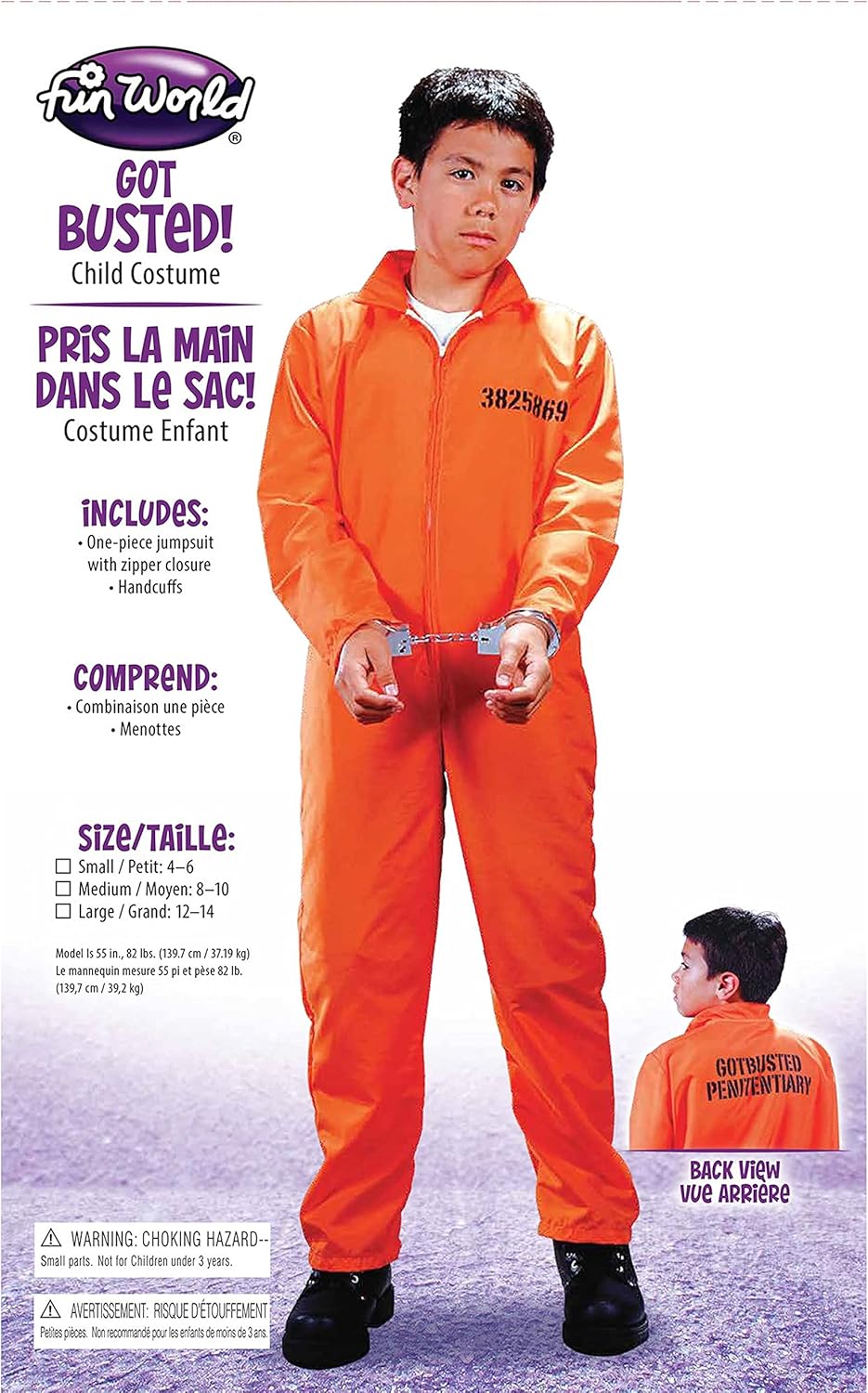 Fun World Child Got Busted Prisoner Convict Halloween Costume