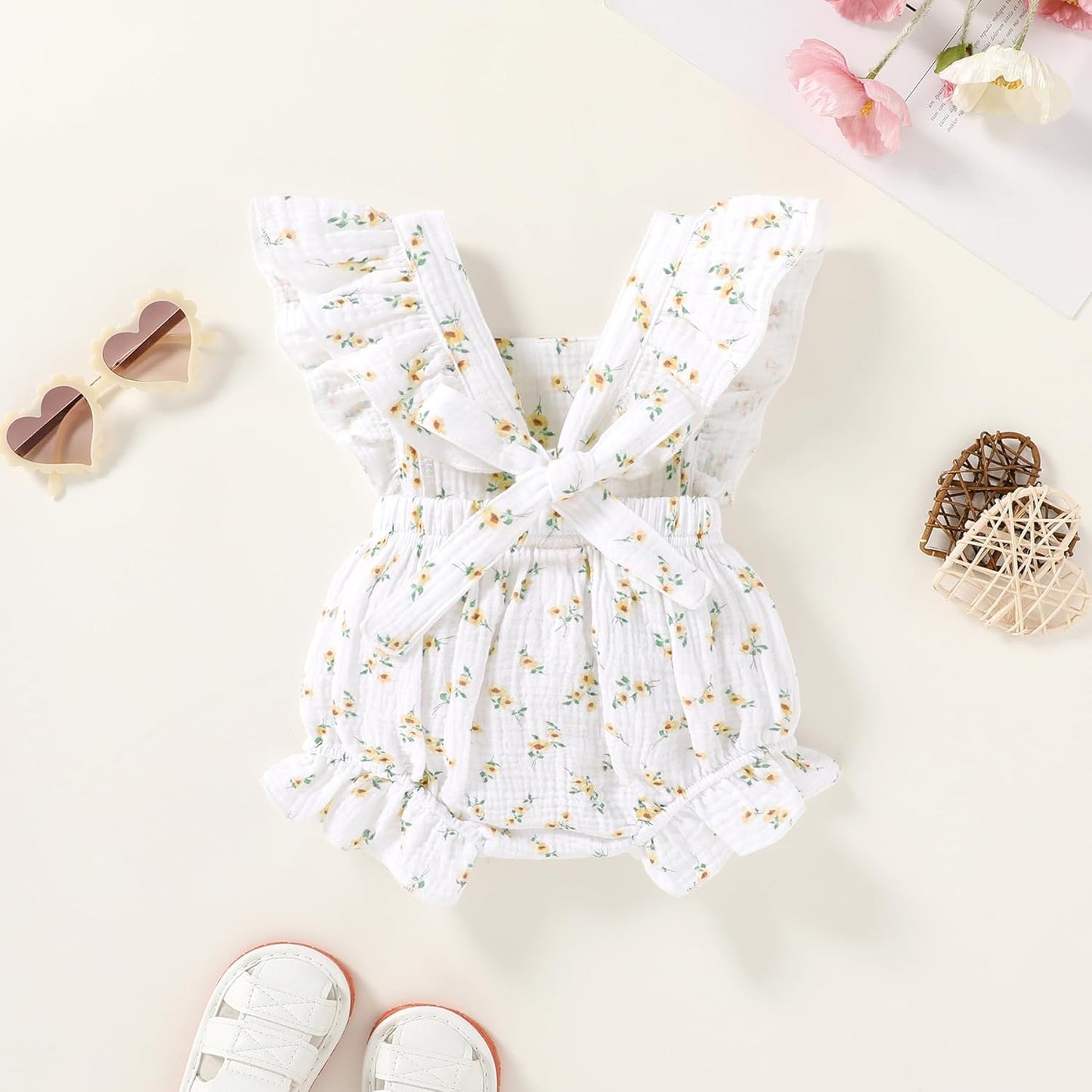 Happy Town Newborn Baby Girl Clothes Infant Summer Romper Sleeveless Floral Cute Outfits One Piece Jumpsuit Bodysuit