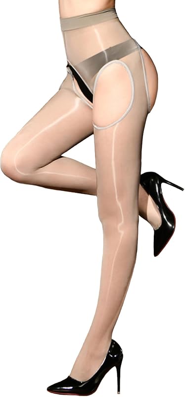 Shiny Suspender Pantyhose for Women Sheer Garter Tights Suspender Stockings