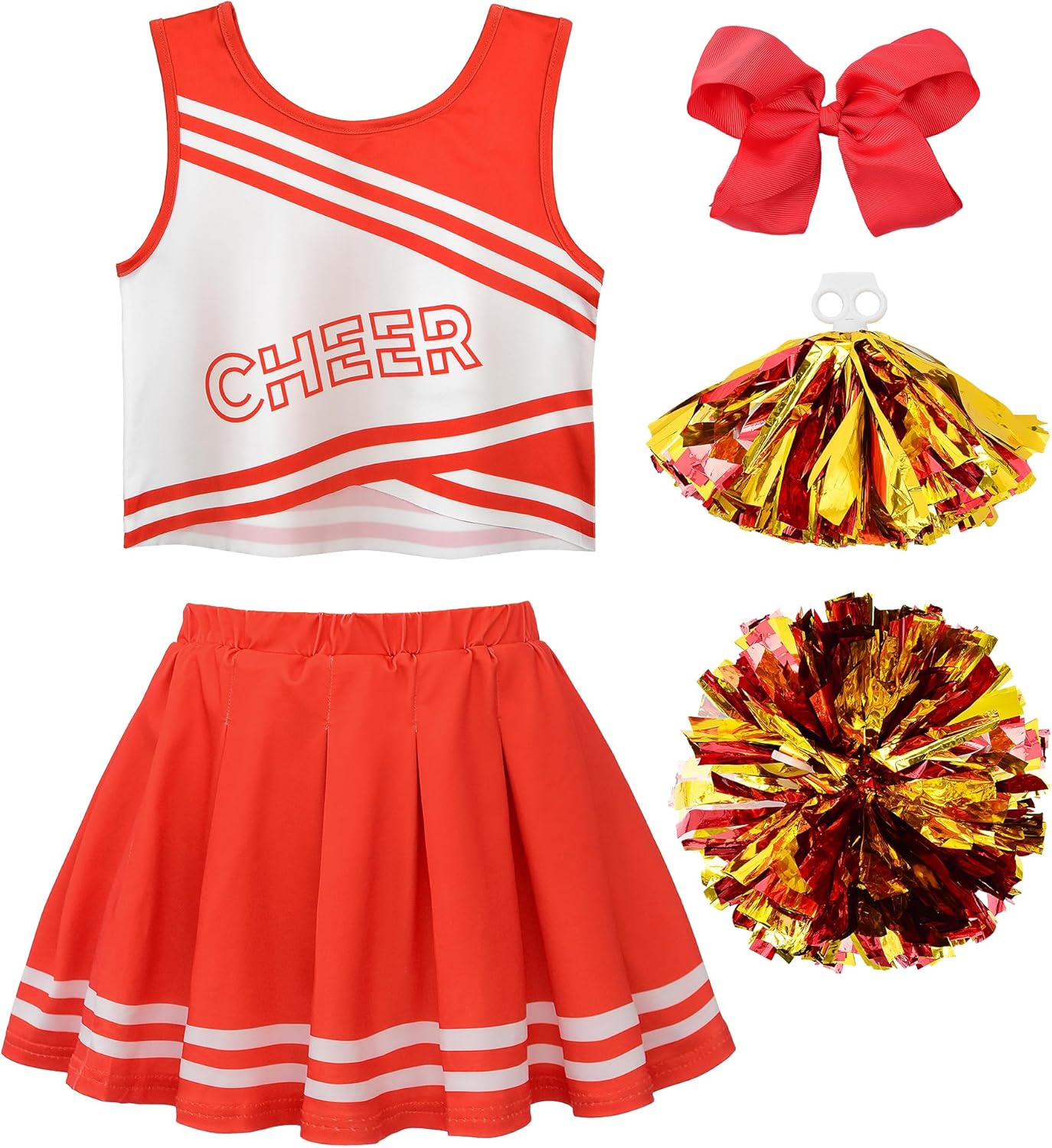 JerrisApparel Cheerleader Costume for Girls Cheer Uniform Dress Up Outfit With Pompoms