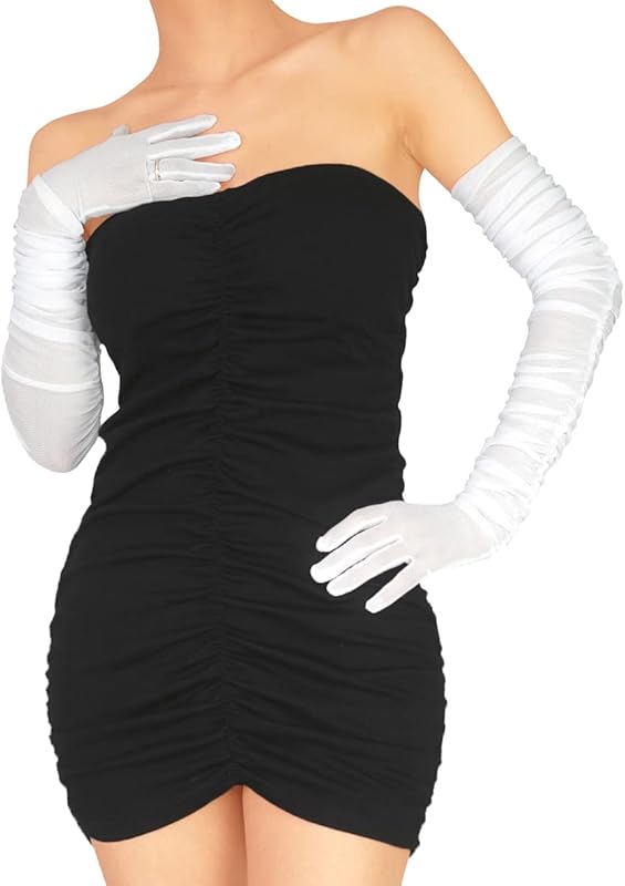 Women's Sexy Sheer Gloves Mesh Tulle Super Long Gloves Opera Christmas Costume Party Dance Glove