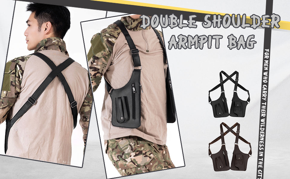 Double Shoulder Armpit Bag, 2025 New Men Anti-Theft Underarm Wallet Pocket Holster Phone Leisure Double Shoulder Pouch