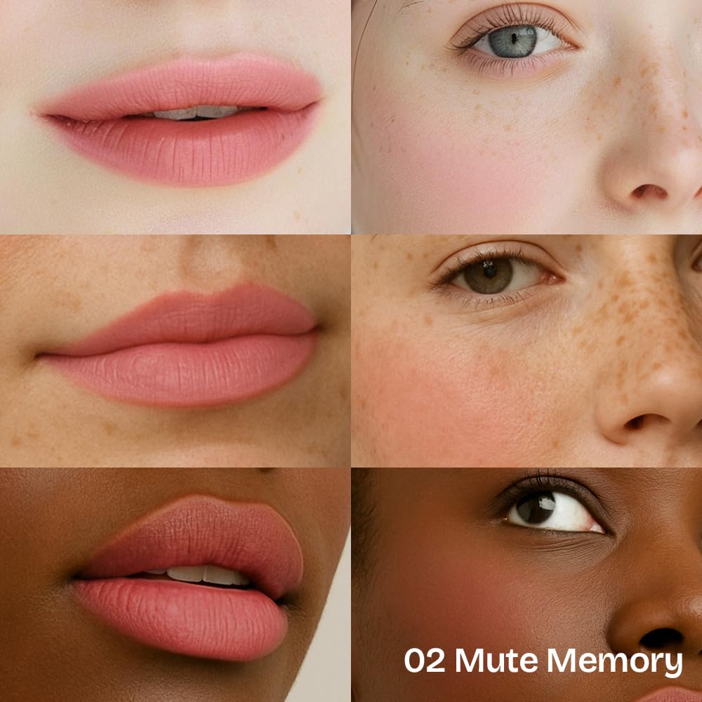 MILKTOUCH dearthing Blurry Effect Smooth Touch Pot - Lip and Blush, Soft Airy Matte Finish, Vivrant Color (02 Mute Memory, 0.16 Fl Oz)