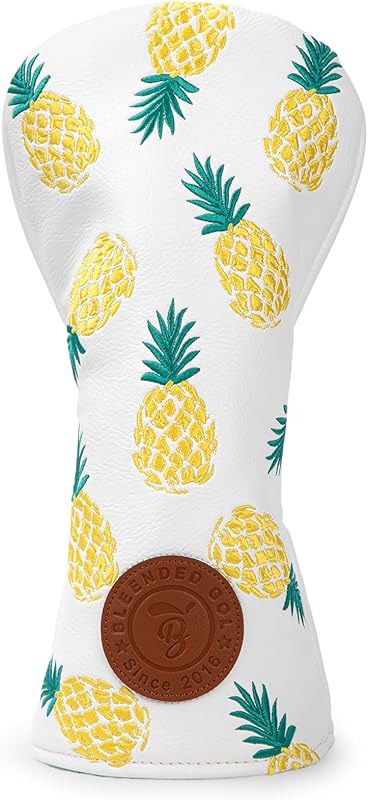 Golf Club Covers Pineapple Embroidery Driver Headcover Fariway Wood Headcover Hybrid Cover Leather Golf Head Cover for Most Brand