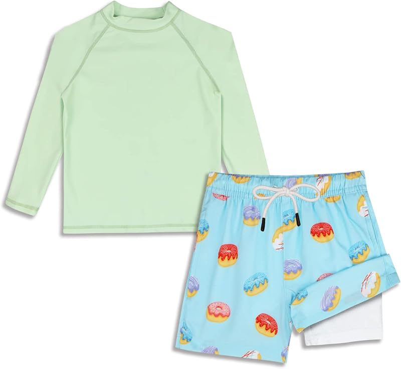MILANKERR Toddler Boys Rash Guard Sets,Swim Trunks with Compression Liner UPF50+