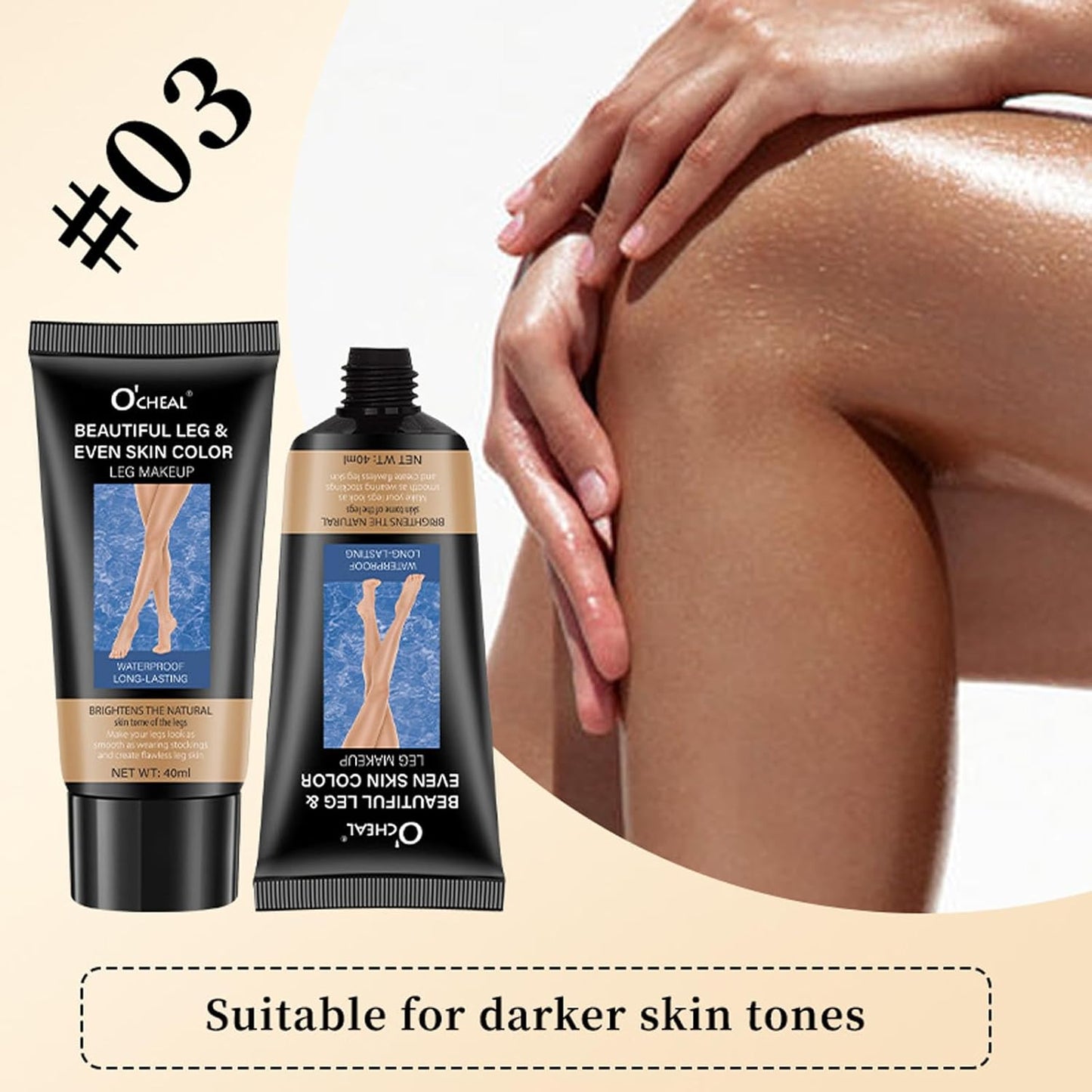 Dulele Leg and Body Makeup Foundation, Waterproof Leg & Body Tattoo Scar Cover up, Body Coverage Tattoo Concealer, No Transfer, Covers Varicose Veins for All Skin Tones (Bronze, M)