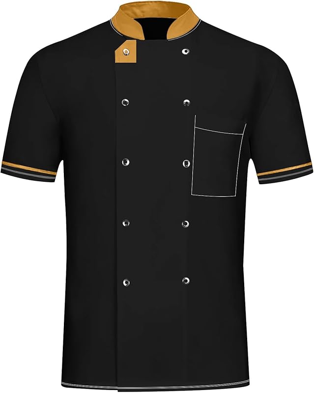 Unisex Chef Coat Short Sleeve Cook Shirts Buttons Restaurant Kitchen Food Service Uniform Chef Jacket for Men Women