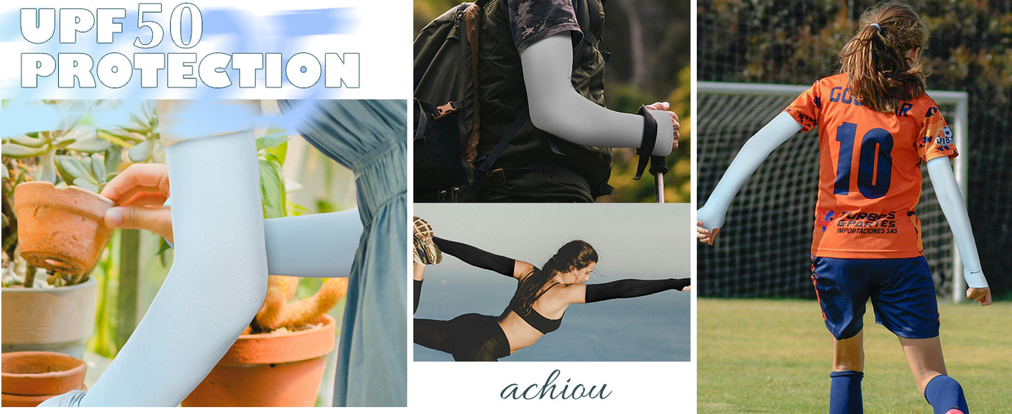 Achiou Arm Sun Sleeves Compression UV Protection Cooling for Men Women Summer Sunblock Basketball Football, Cover Arms Tattoo