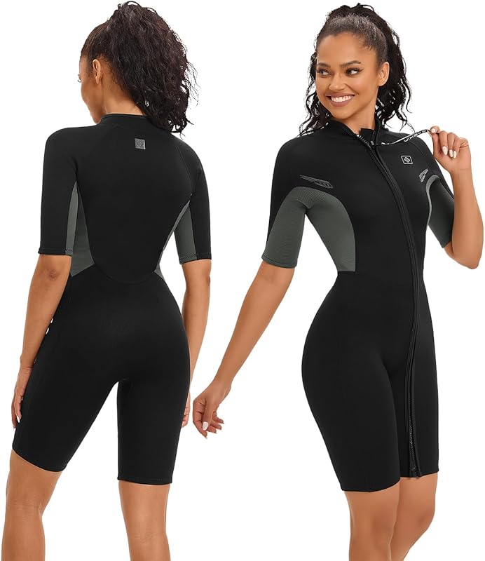Seaskin Shorty Wetsuits for Mens Womens 2mm Front Zip Diving Suits