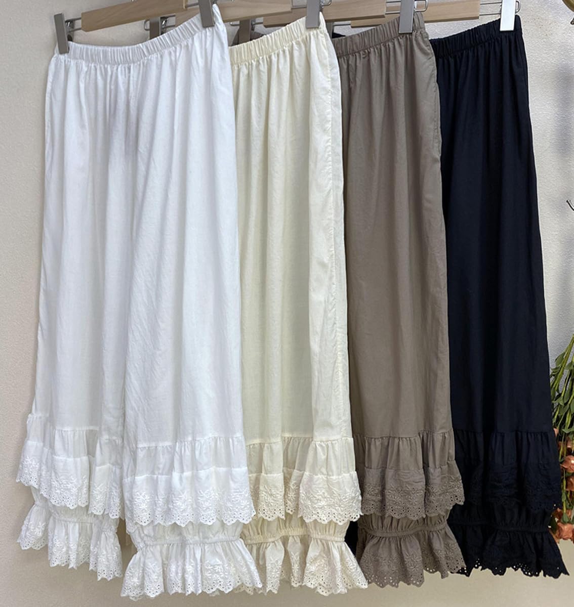 Vintage Lace Pettipants Slips Embroidery Flower Womens Lightweight Cotton Linen Bloomer Shorts Lounge Short Pants